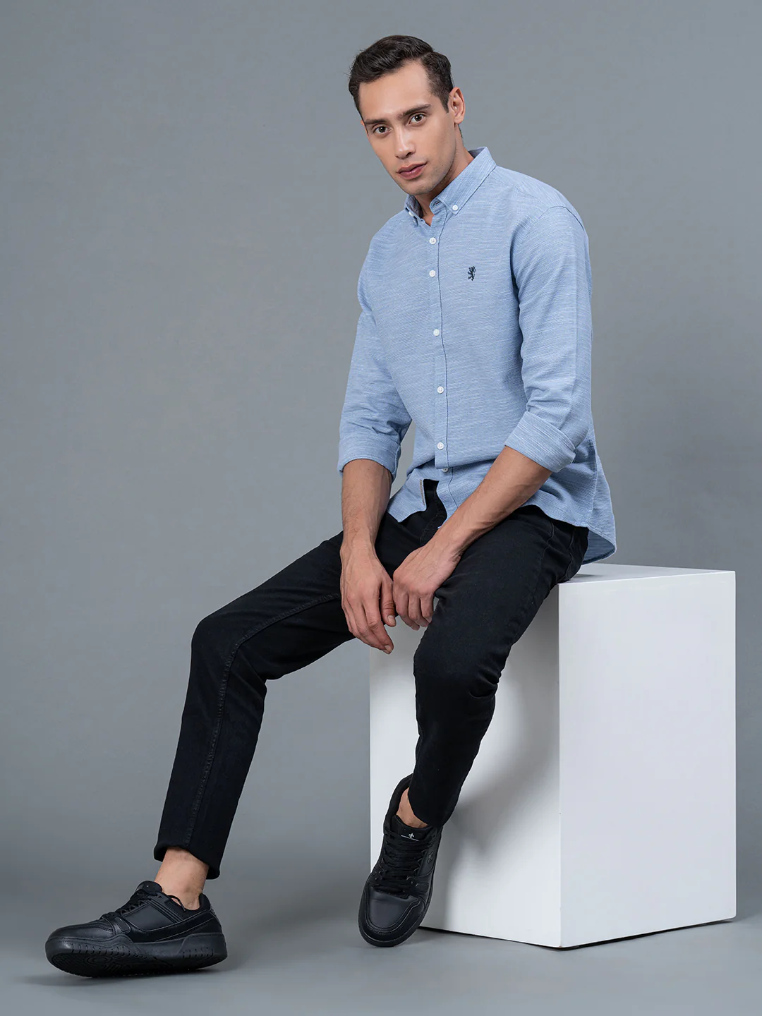 Solid Button Down Shirt for Men - Image 5