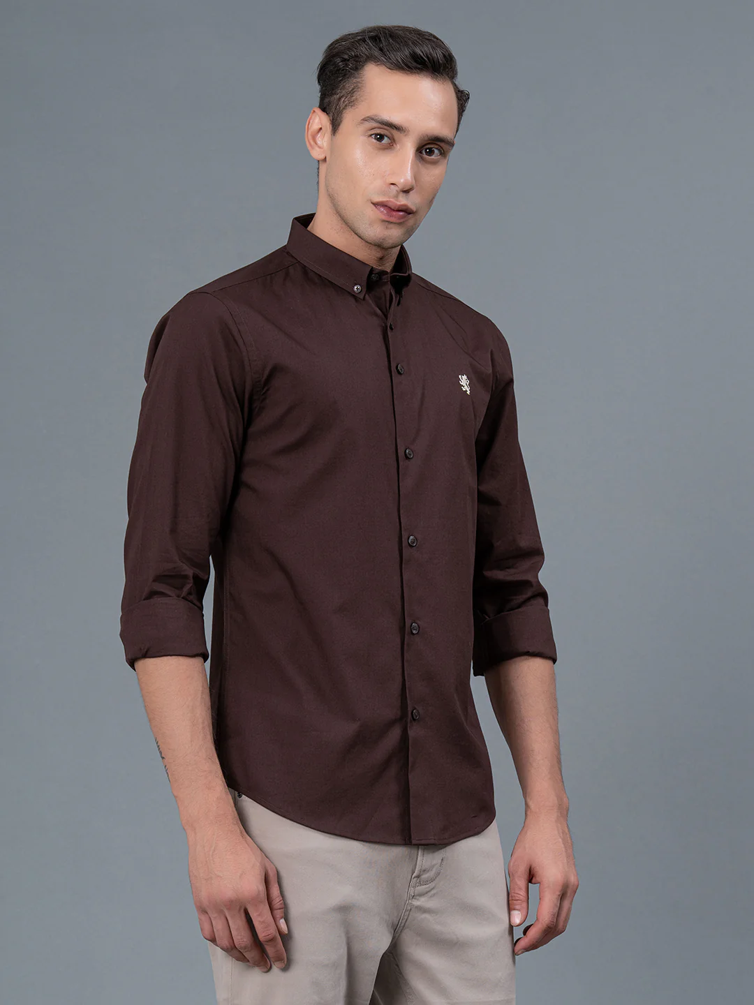 Solid Button Down Shirt for Men - Image 2