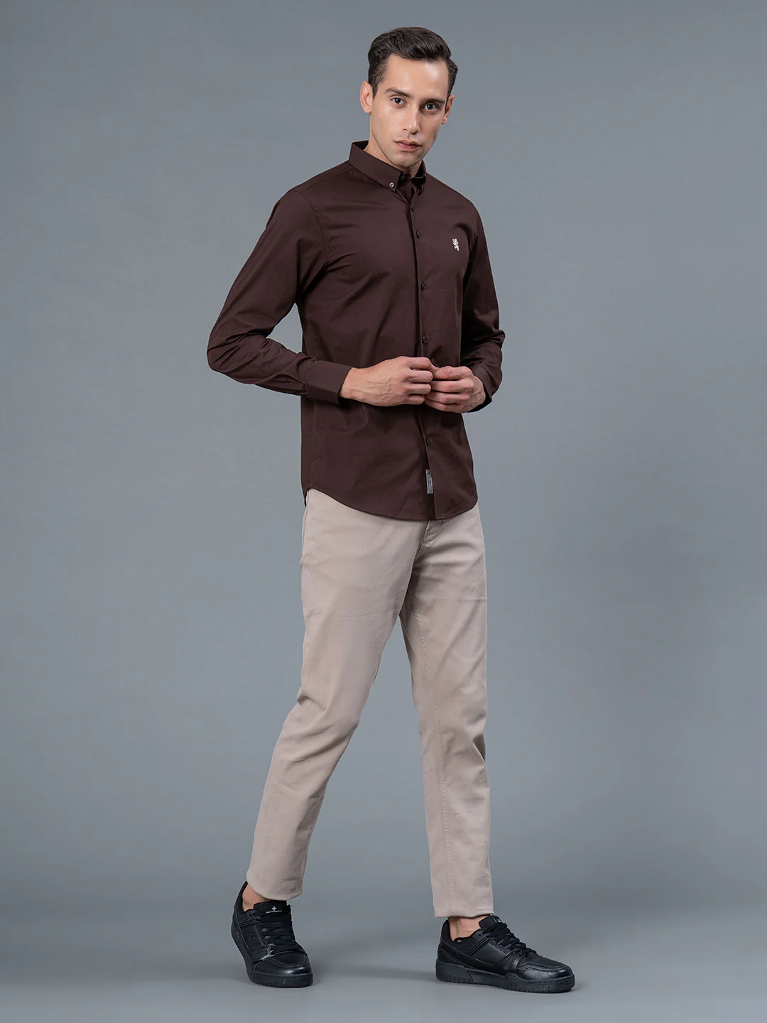 Solid Button Down Shirt for Men - Image 5