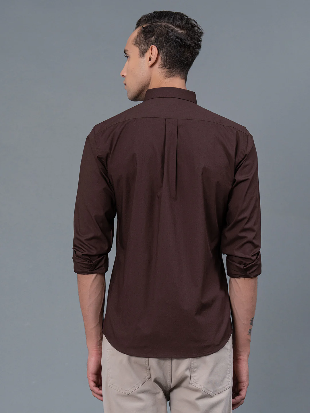 Solid Button Down Shirt for Men - Image 3