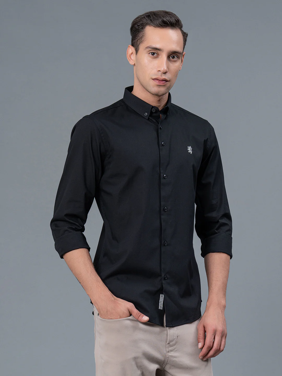 Solid Button Down Shirt for Men - Image 2