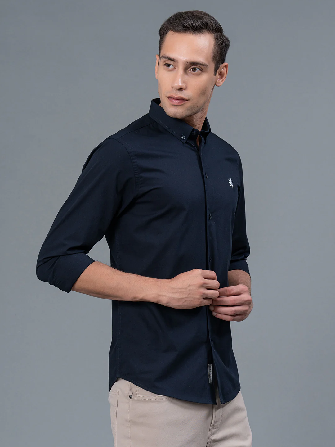 Solid Button Down Shirt for Men - Image 2