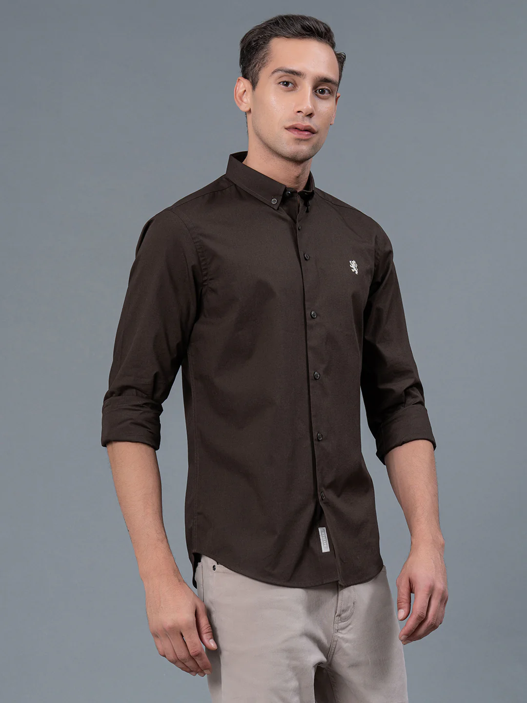 Solid Button Down Shirt for Men - Image 2