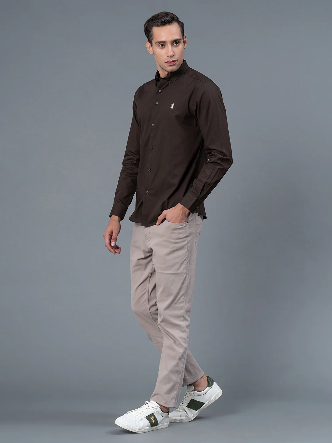 Solid Button Down Shirt for Men - Image 5