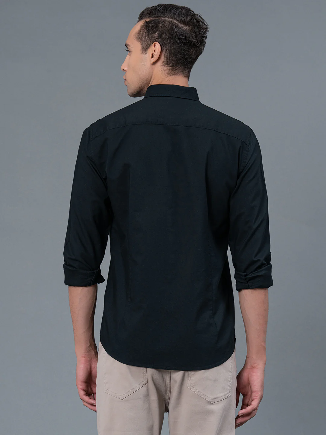 Solid Button Down Shirt for Men - Image 3