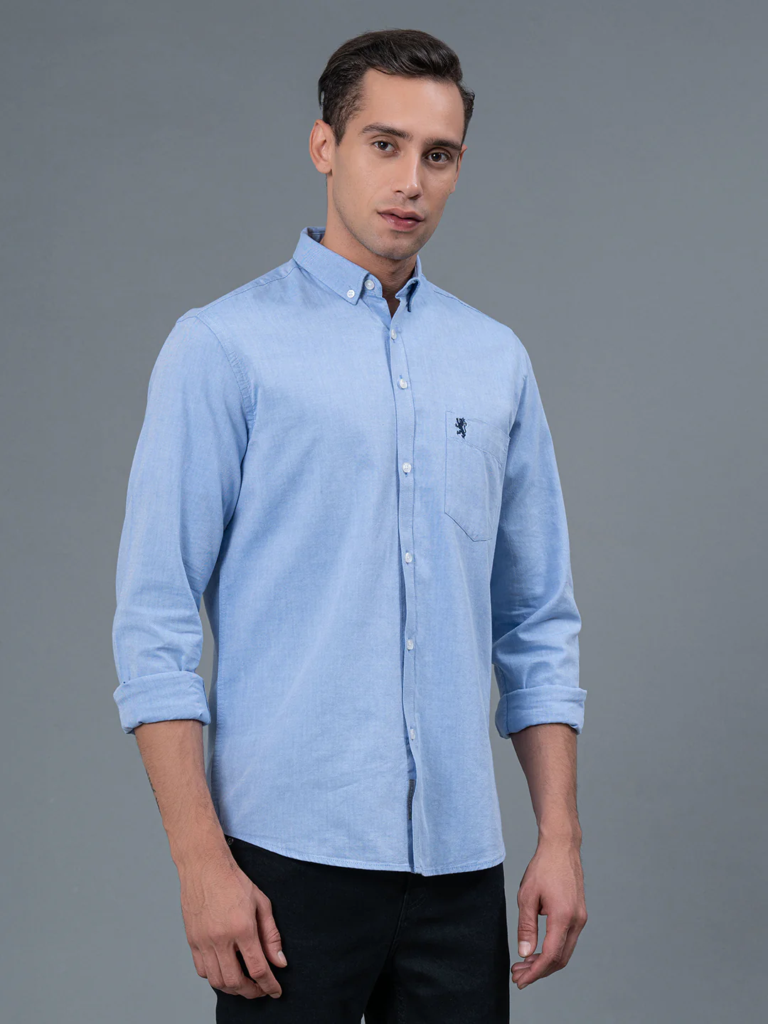 Solid Button Down Shirt for Men - Image 2
