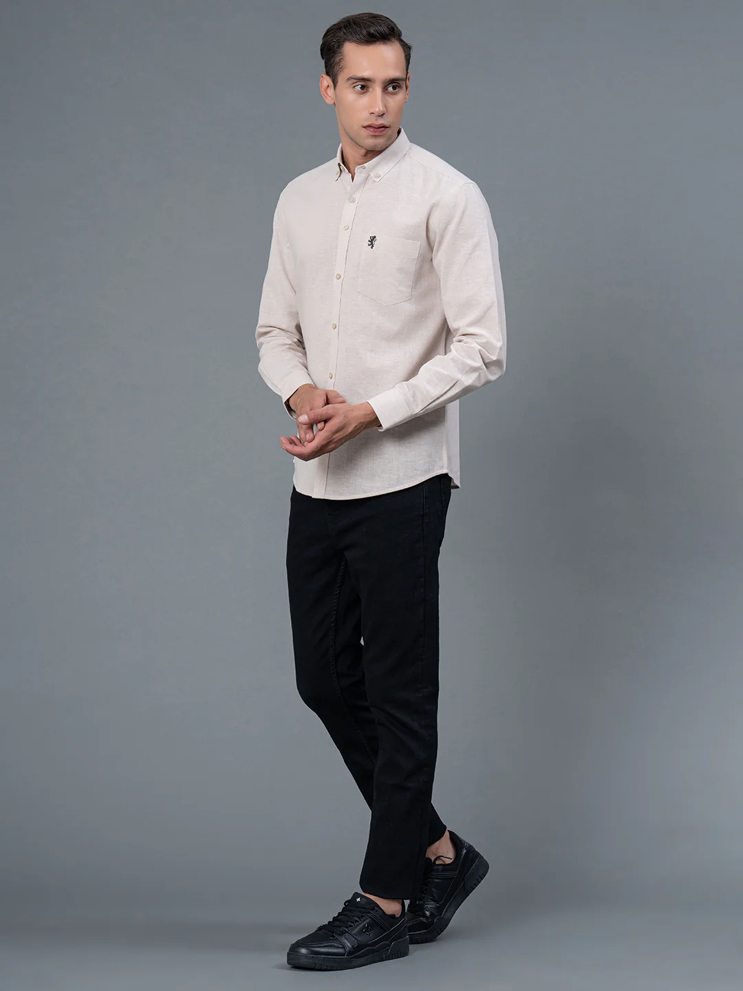 Solid Button Down Shirt for Men - Image 5
