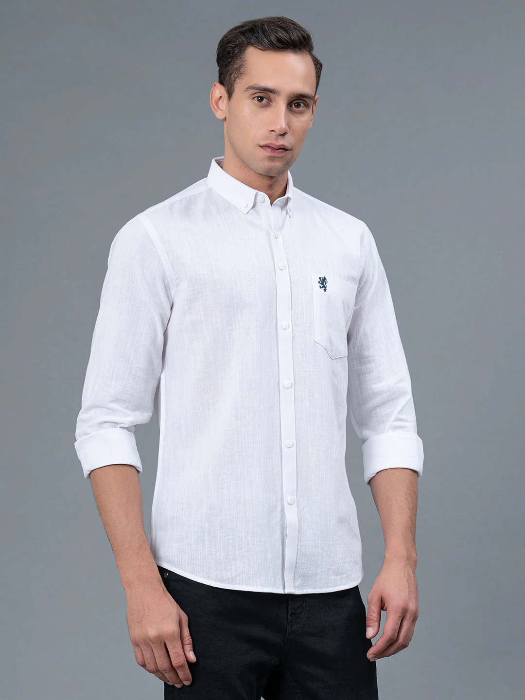 Solid Button Down Shirt for Men - Image 2