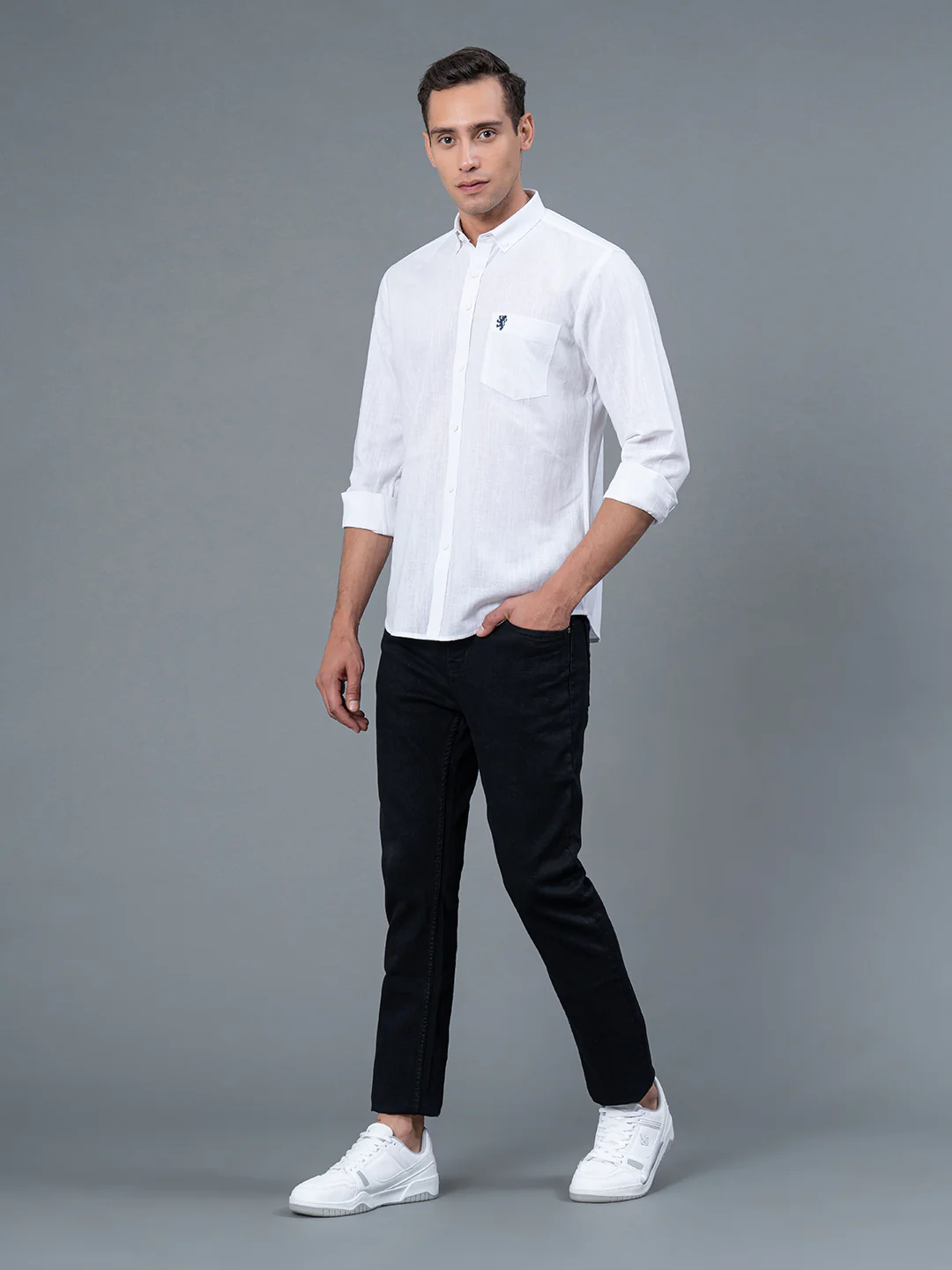 Solid Button Down Shirt for Men - Image 5