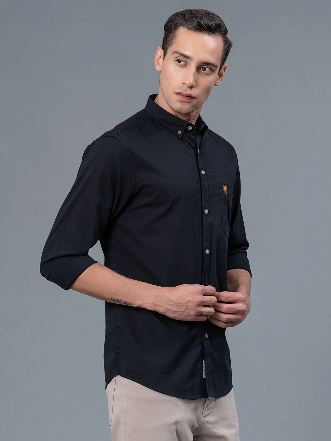 Solid Button Down Shirt for Men - Image 2