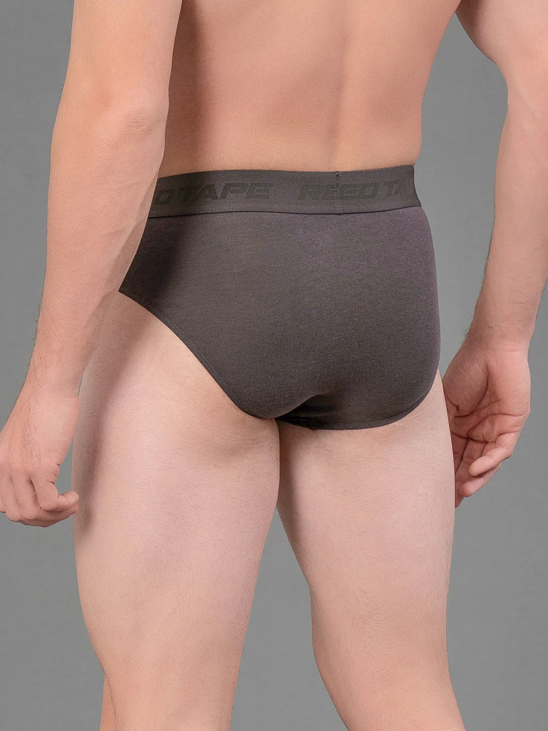 Solid Dark Grey V-Shape Brief for Men - Image 3