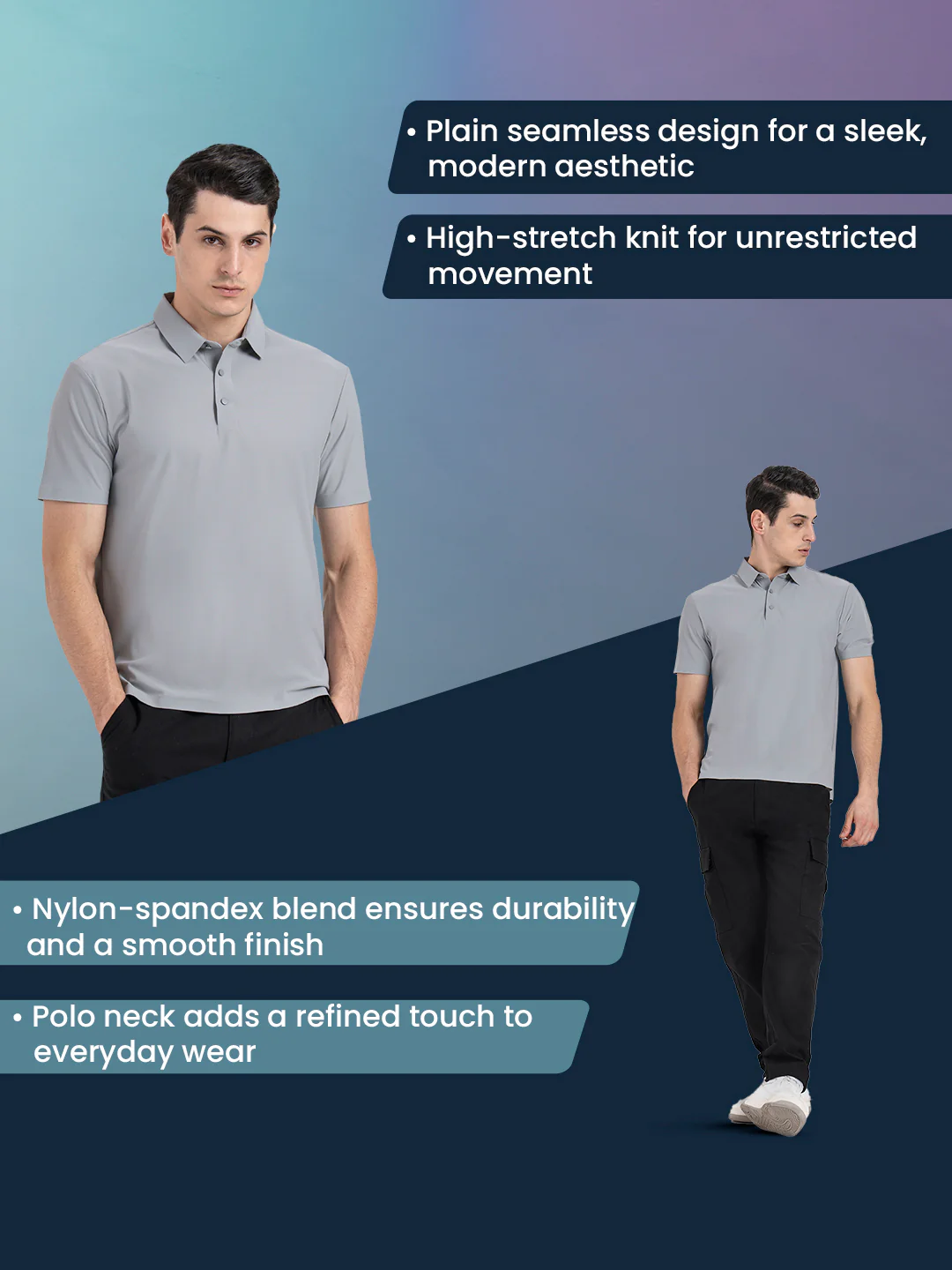 Solid Polo T-Shirt for Men - Image 2