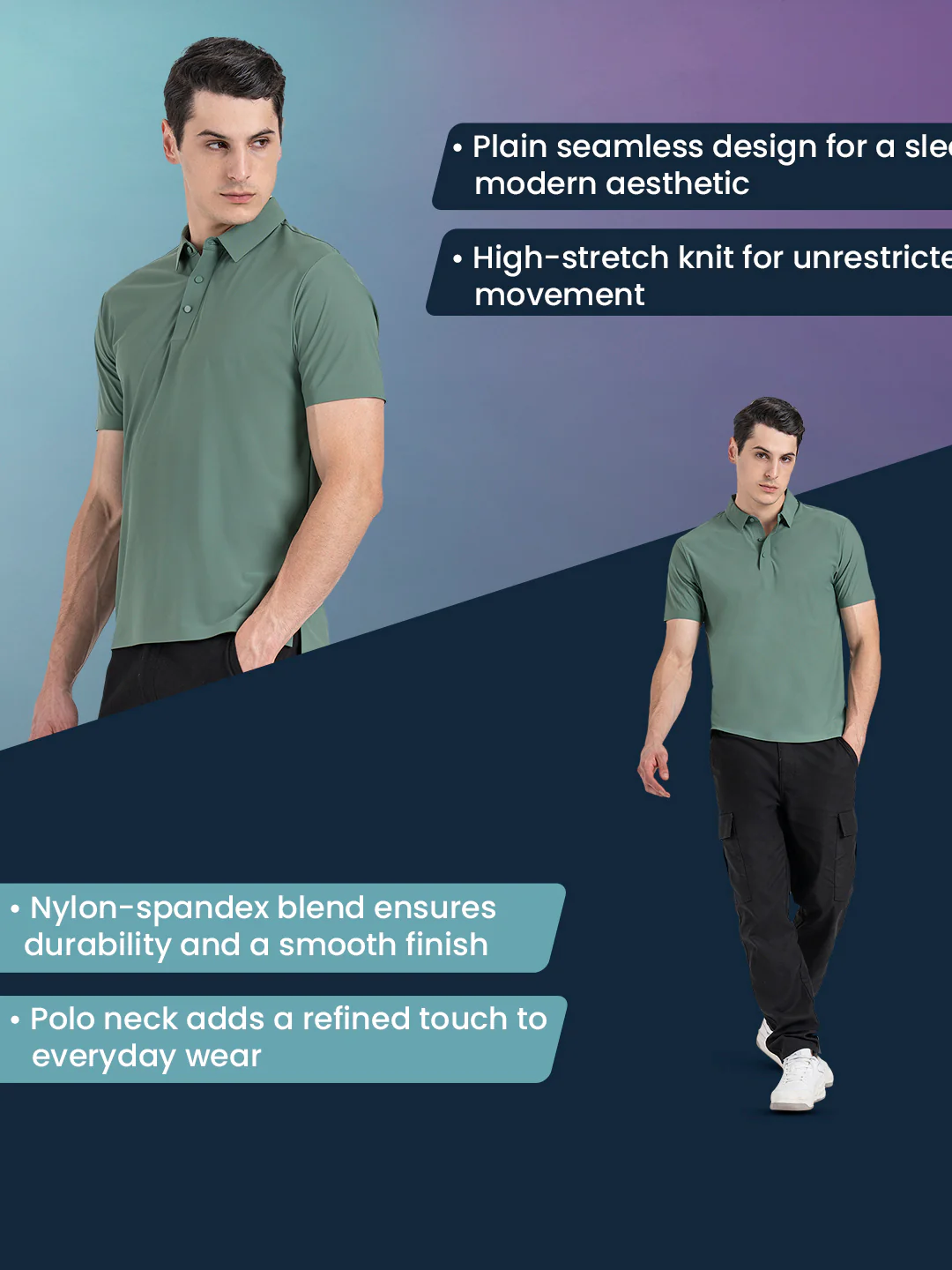 Solid Polo T-Shirt for Men - Image 2