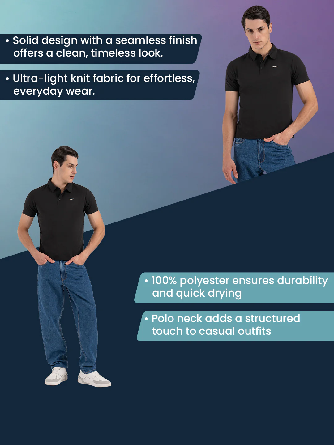 Solid Polo T-Shirt for Men - Image 2