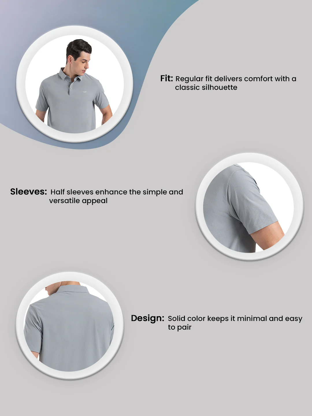 Solid Polo T-Shirt for Men - Image 3