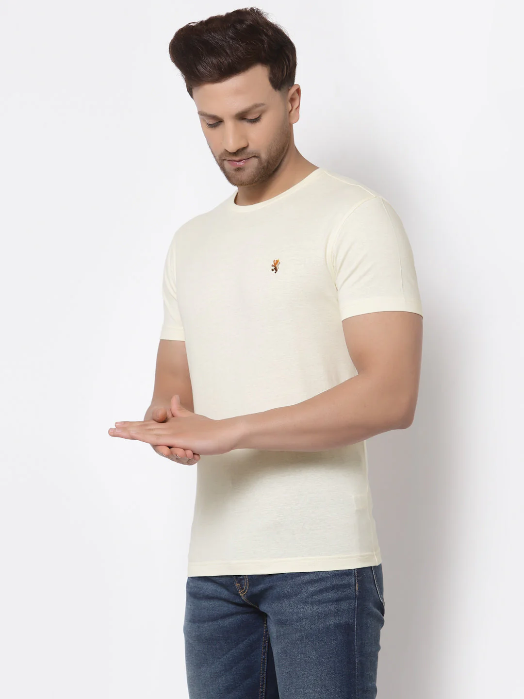 Solid Round Neck T-Shirt for Men - Image 2