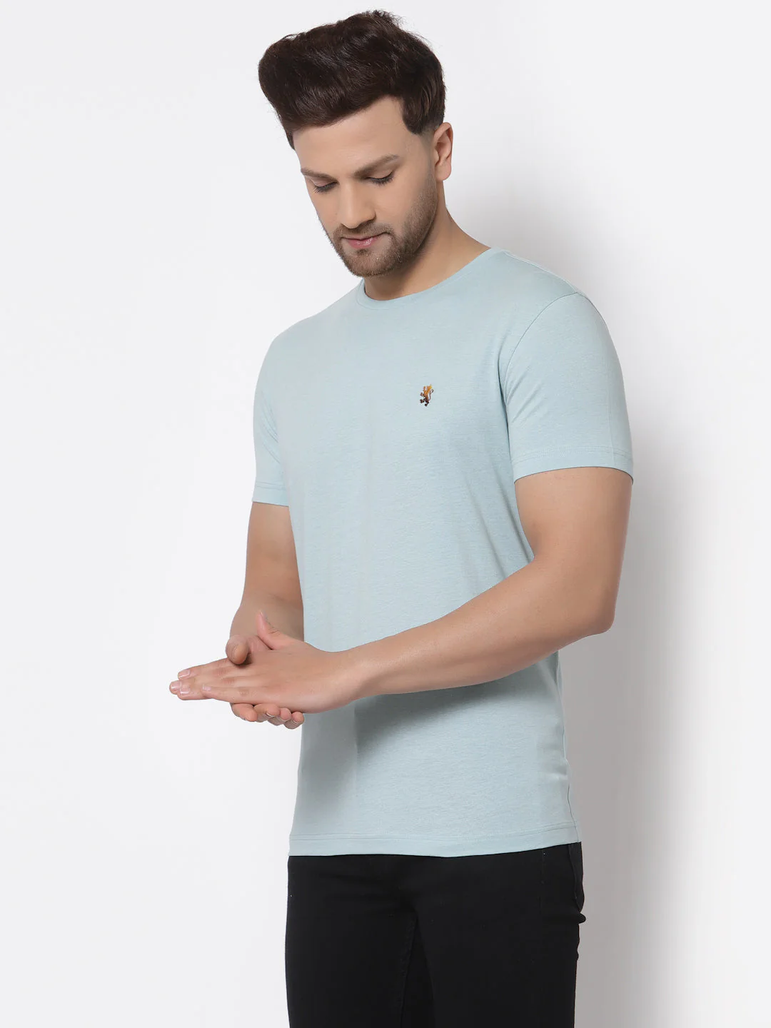 Solid Round Neck T-Shirt for Men - Image 2