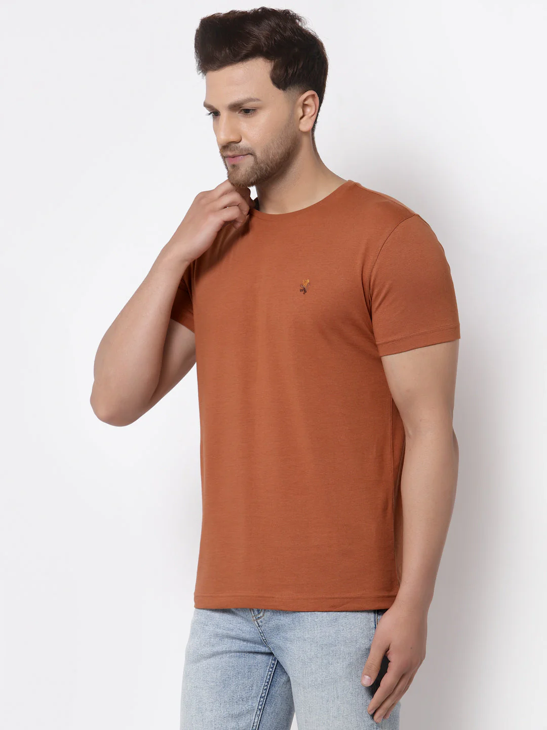 Solid Round Neck T-Shirt for Men - Image 2