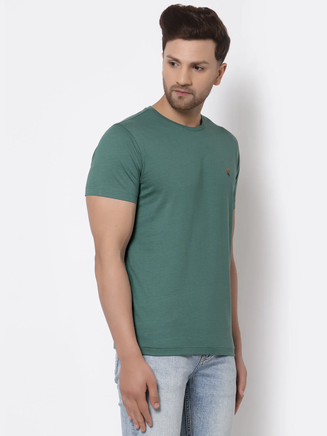 Solid Round Neck T-Shirt for Men - Image 2