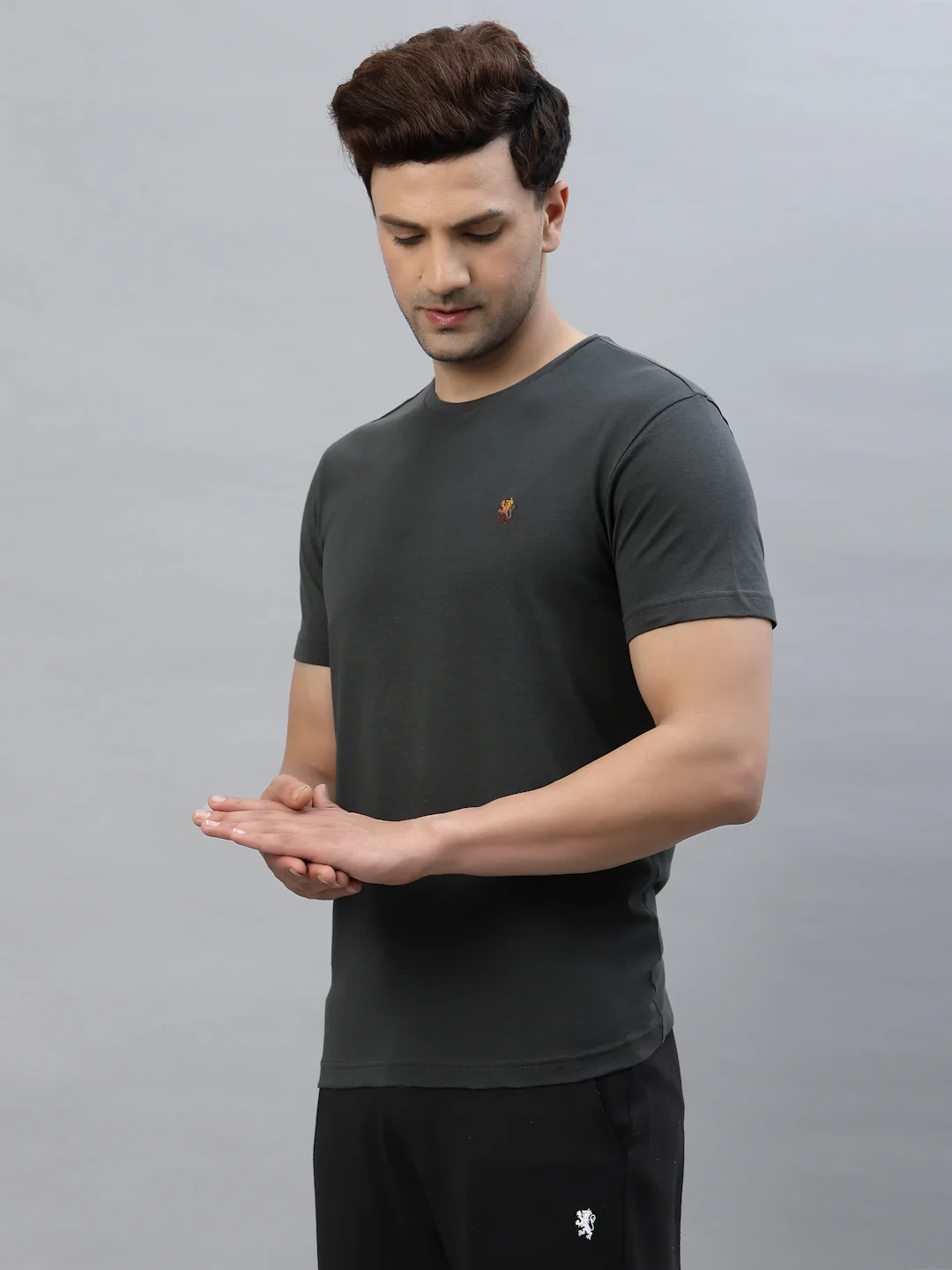 Solid Round Neck T-Shirt for Men - Image 2