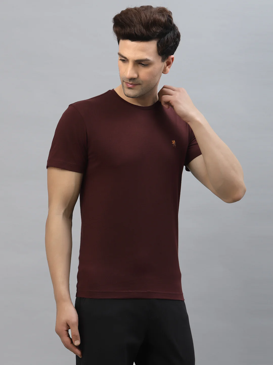 Solid Round Neck T-Shirt for Men - Image 2