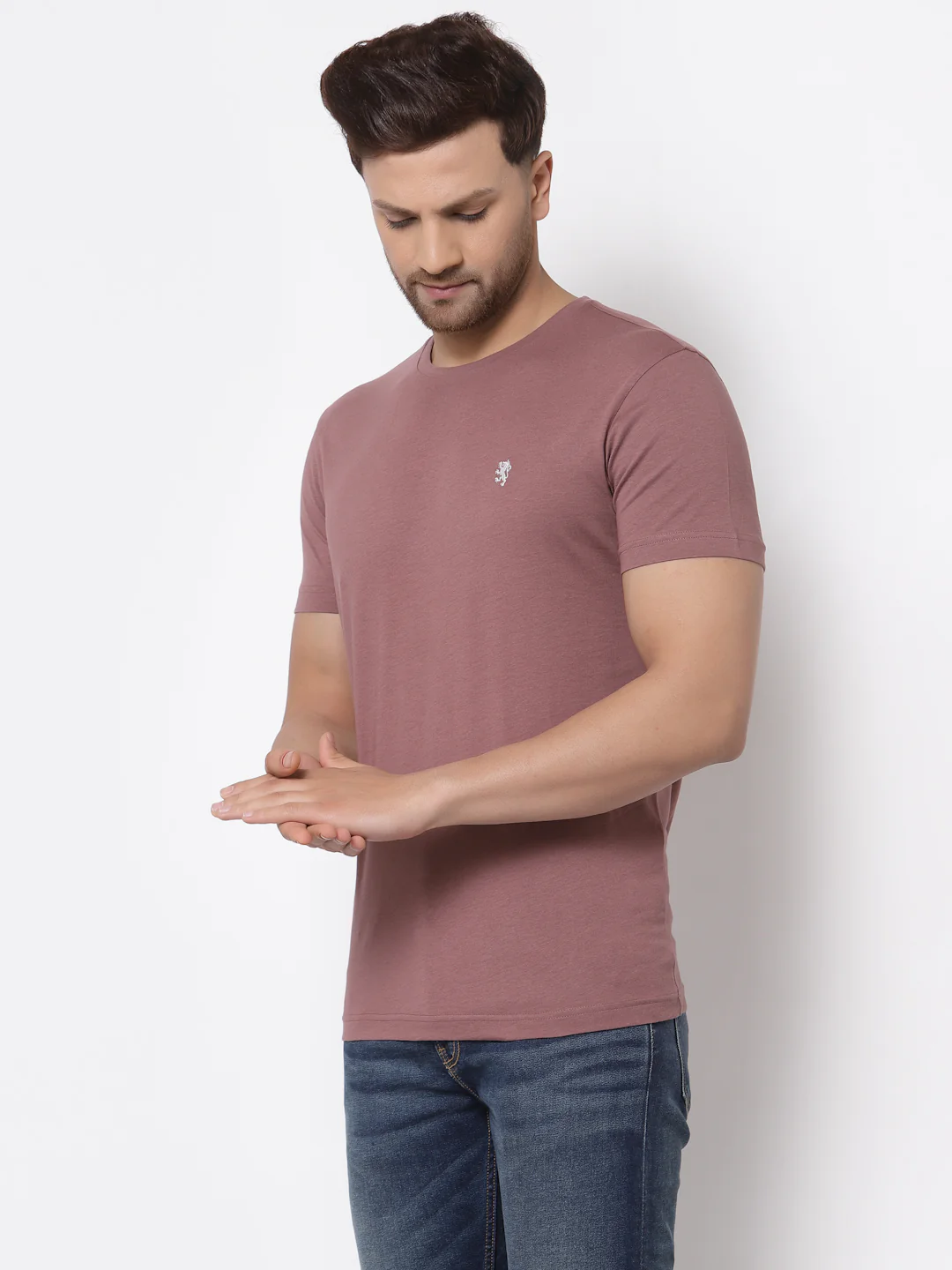 Solid Round Neck T-Shirt for Men - Image 2