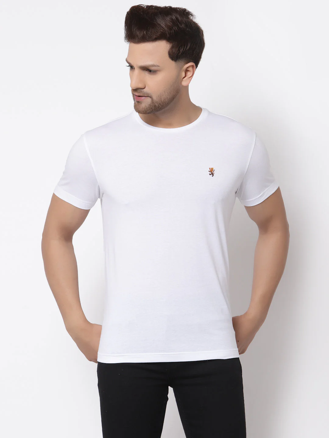 Solid Round Neck T-Shirt for Men - Image 2