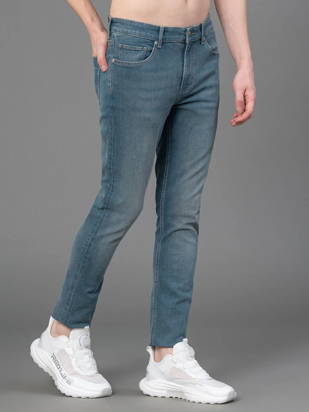 Solid Washed Jeans for Men - Image 2