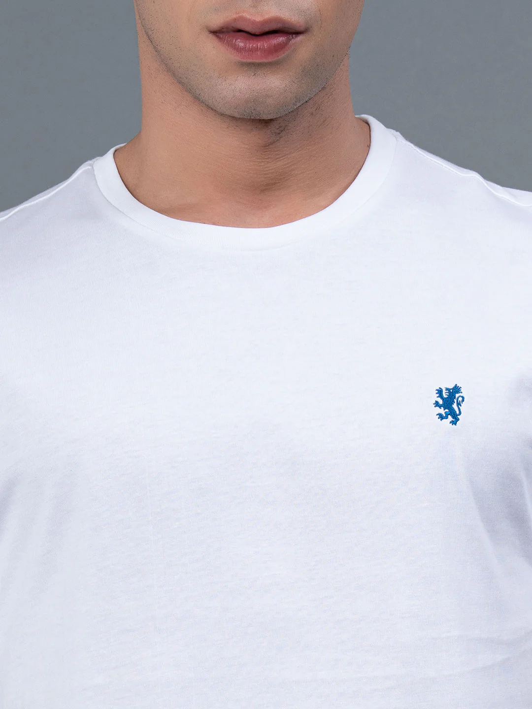 Solid White Round Neck T-Shirt for Men - Image 4