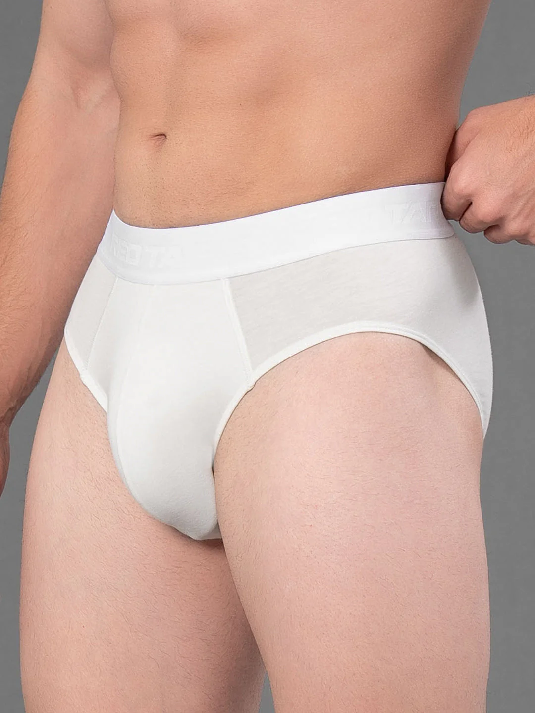 Solid White V-Shape Brief for Men - Image 2
