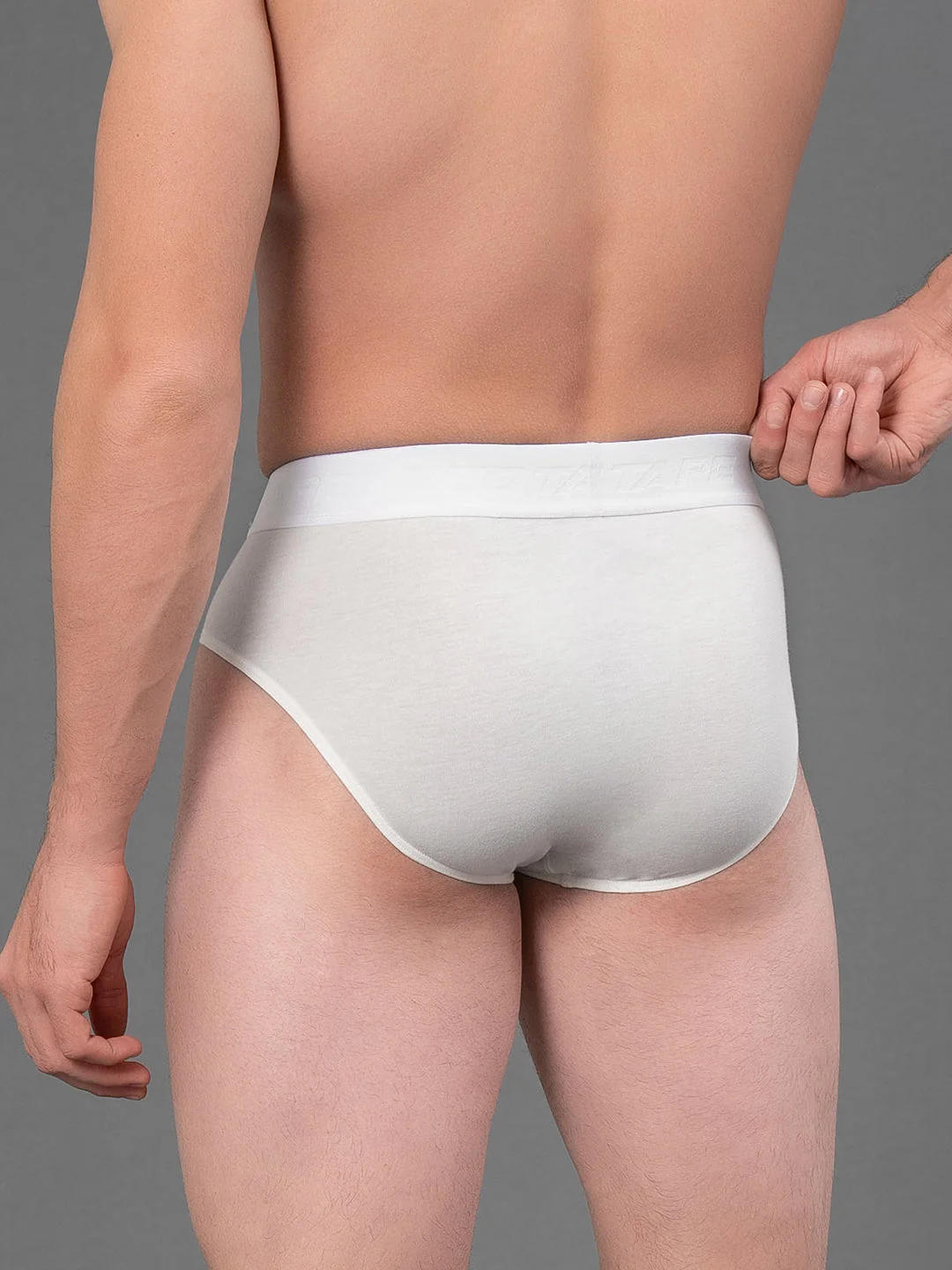 Solid White V-Shape Brief for Men - Image 3