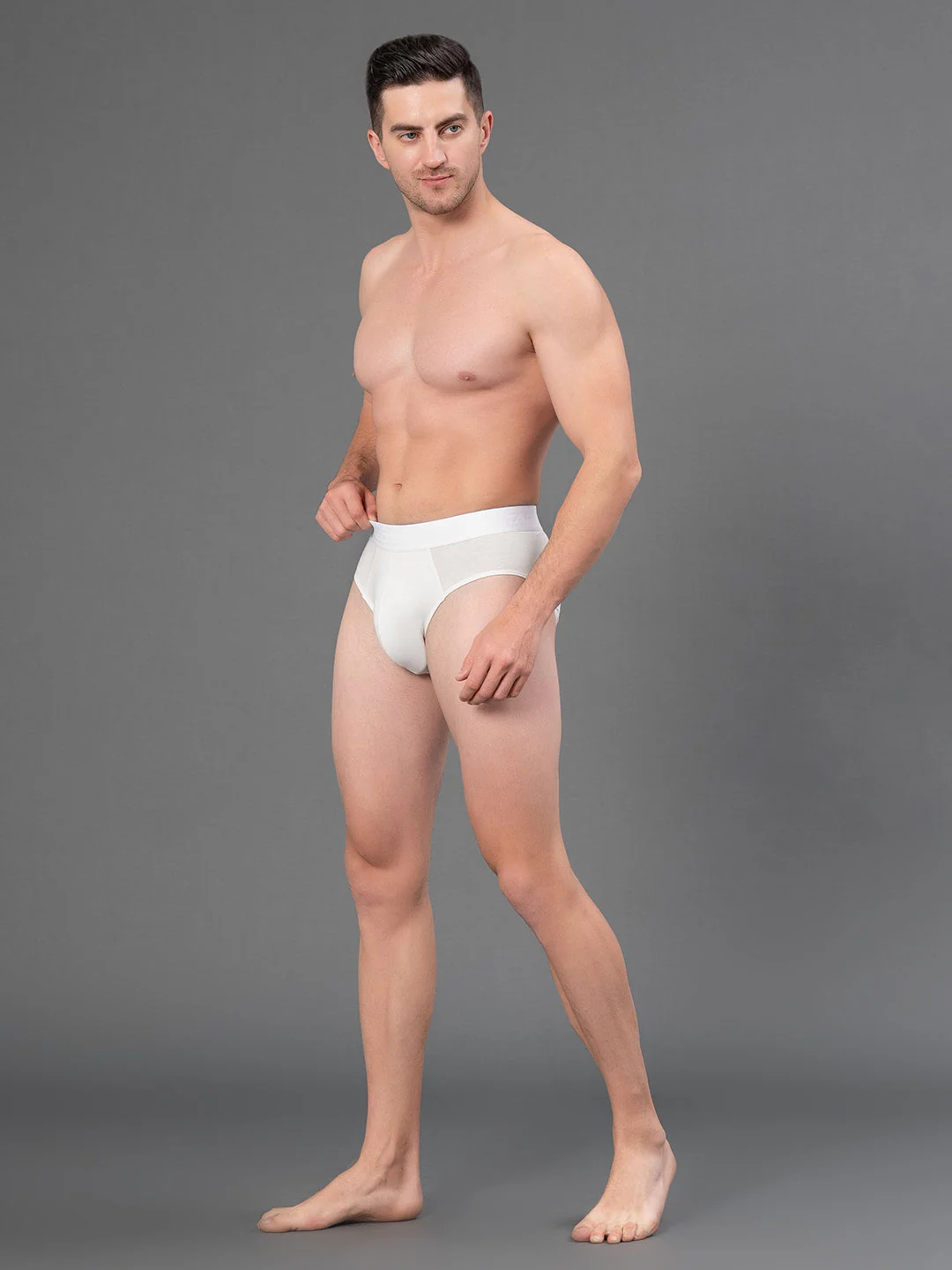 Solid White V-Shape Brief for Men - Image 5