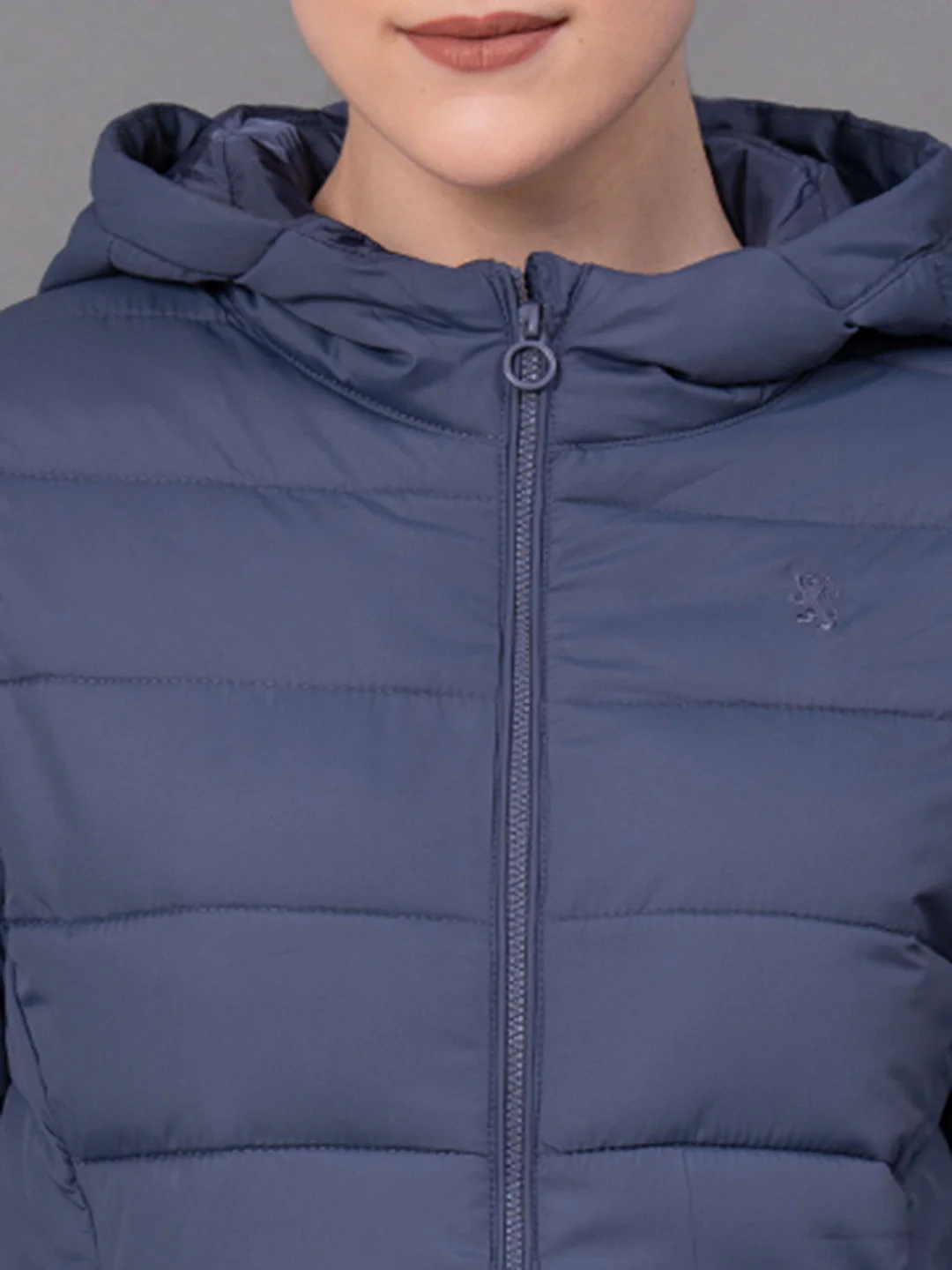 Space Blue Polyester Solid Women's Padded Jacket - Image 4