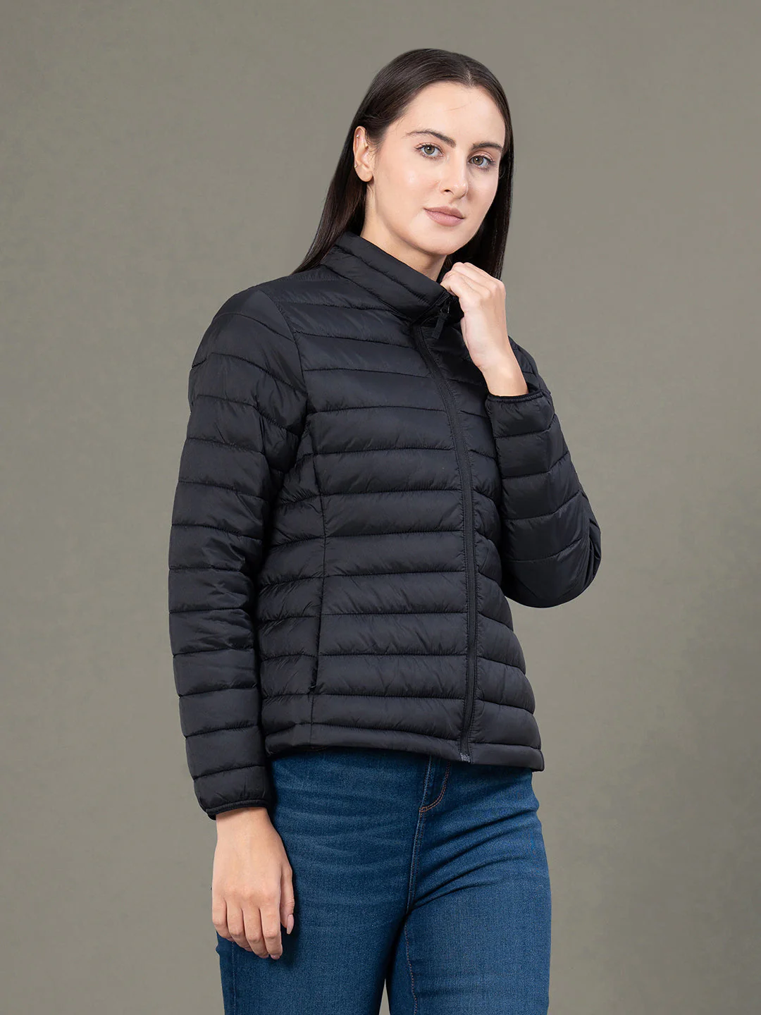 Stand Collar Padded Jacket for Women - Image 6