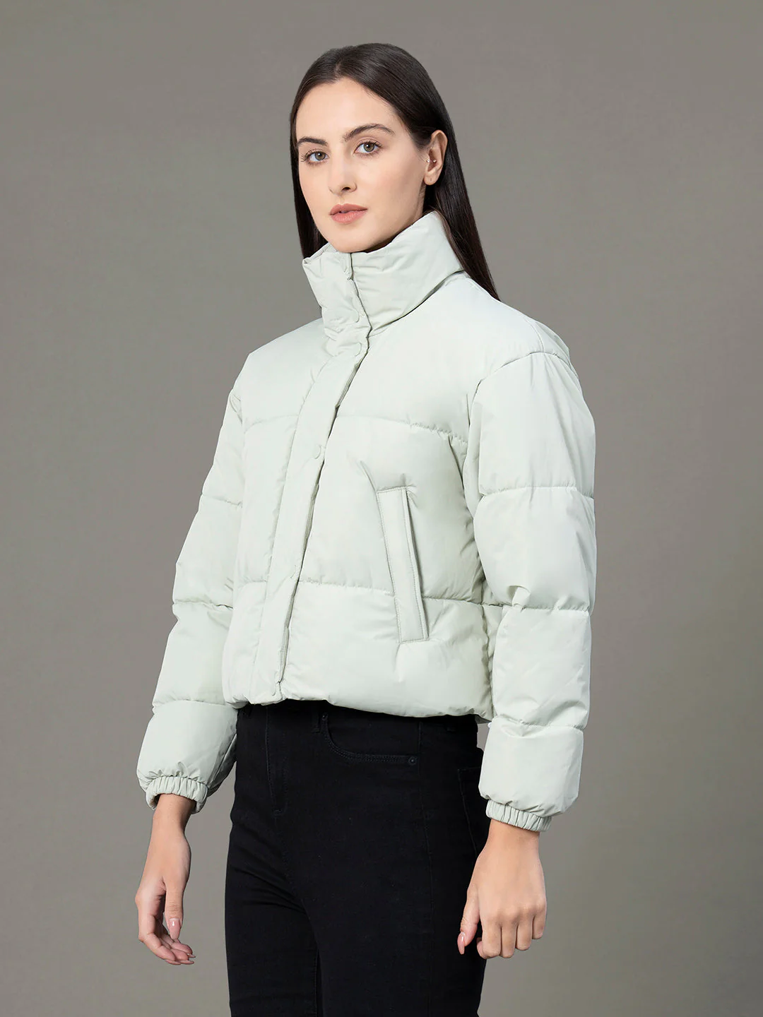 Stand Collar Padded Jacket for Women - Image 2
