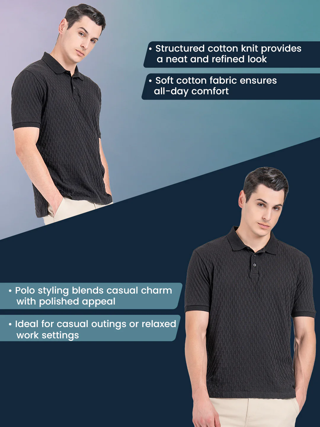 Structured Polo T-Shirt for Men - Image 2