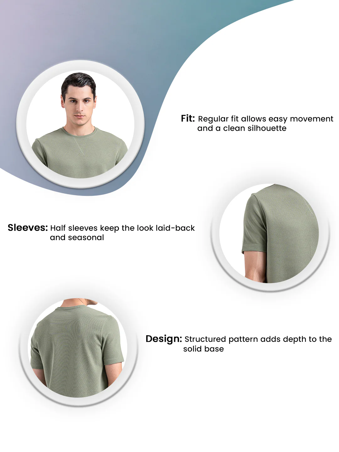Structured Round Neck T-Shirt for Men - Image 3