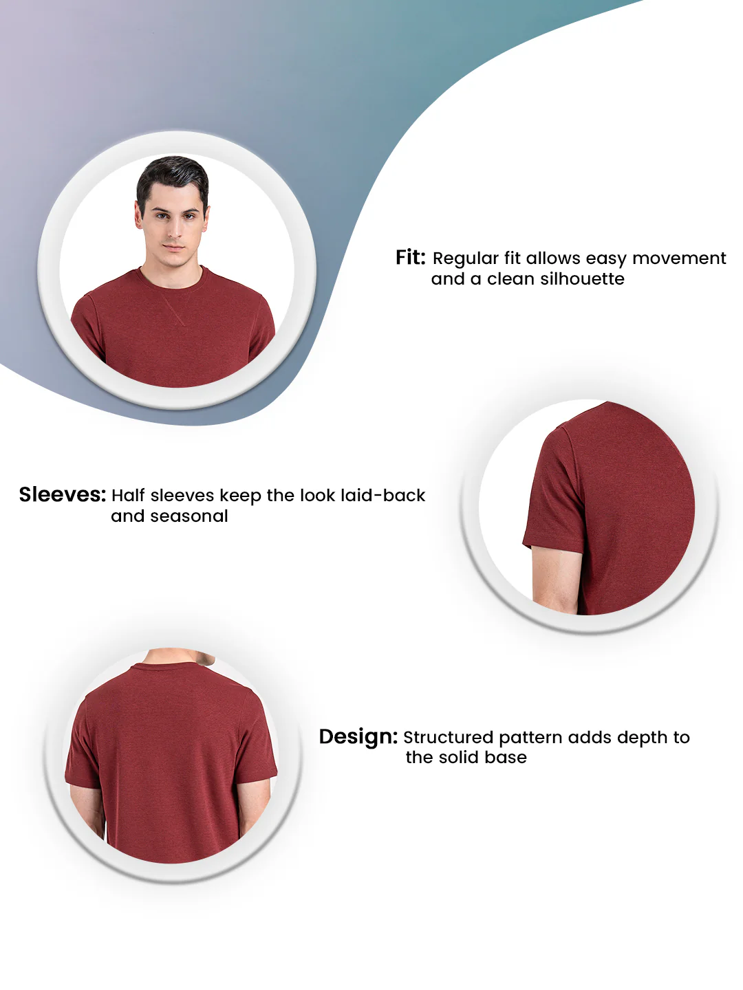 Structured Round Neck T-Shirt for Men - Image 3