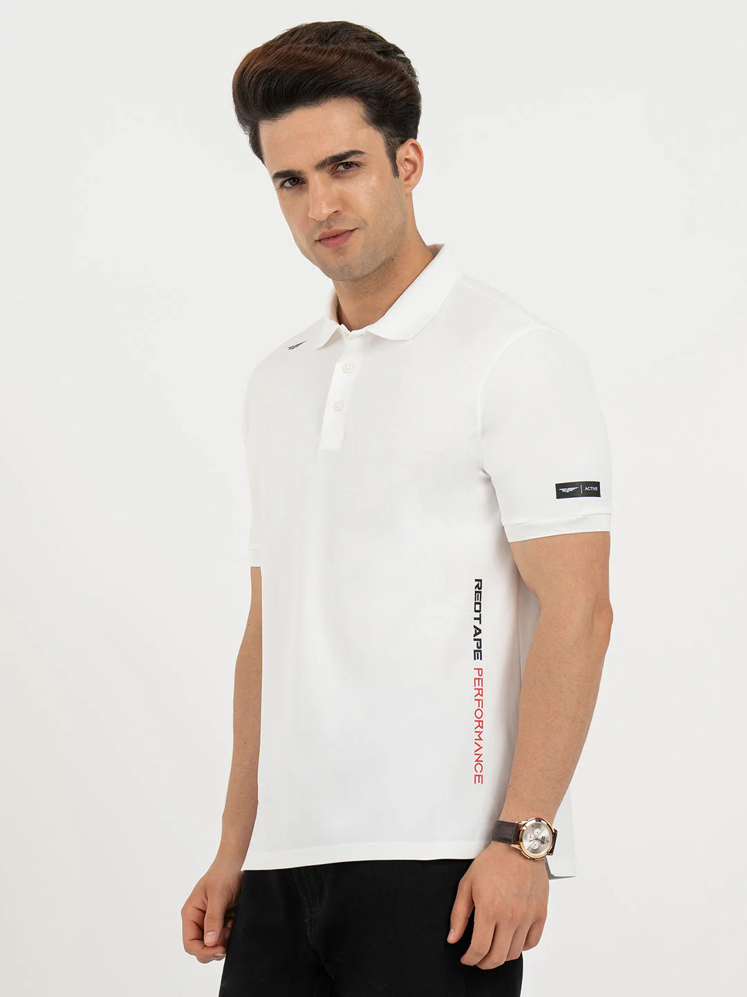 T Shirts for Men in Forest Green | Jacquard Collar Polo T Shirt - Image 2