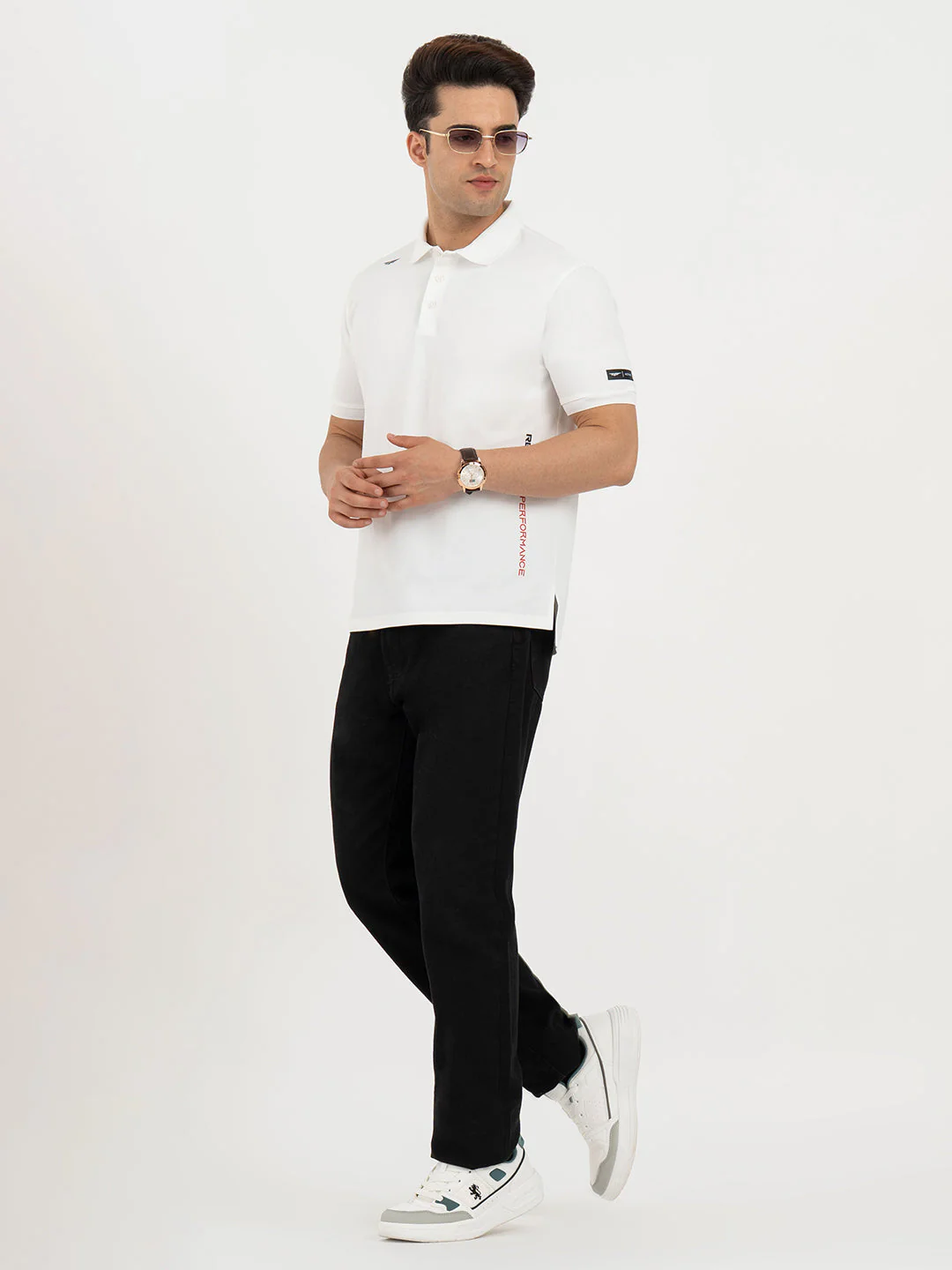 T Shirts for Men in Forest Green | Jacquard Collar Polo T Shirt - Image 5
