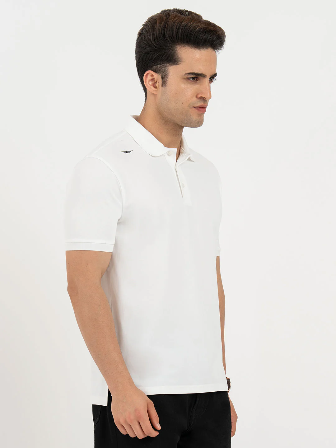 T Shirts for Men in Forest Green | Jacquard Collar Polo T Shirt - Image 6