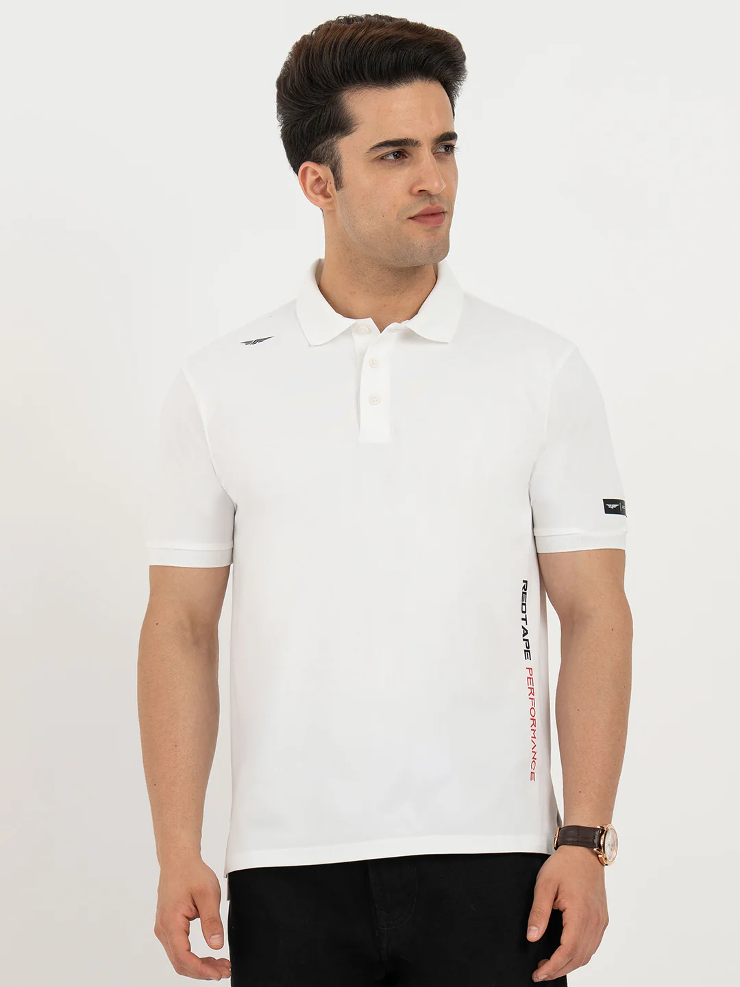 T Shirts for Men in Forest Green | Jacquard Collar Polo T Shirt - Image 7