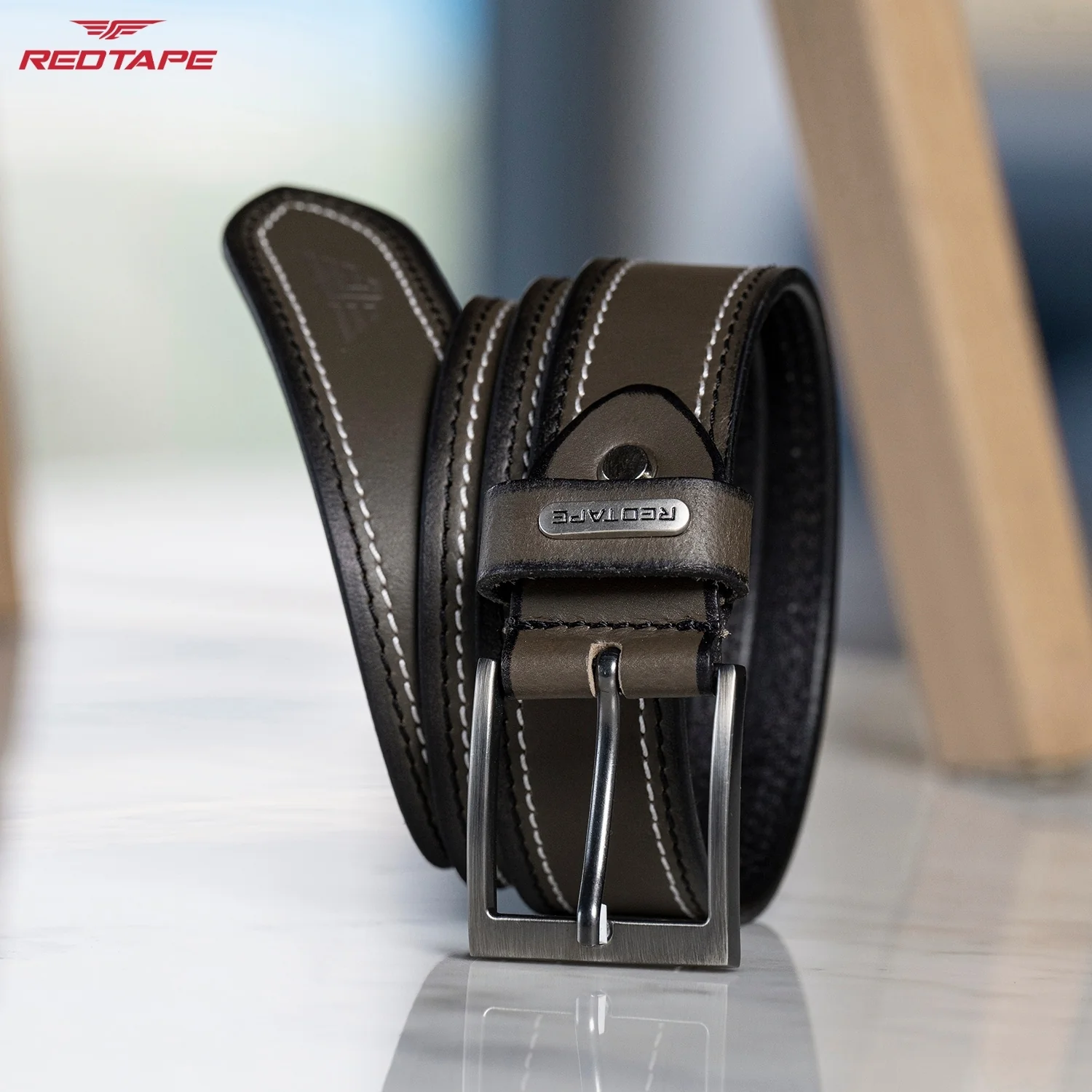 Taupe Formal Casual Belt for Men - Image 3
