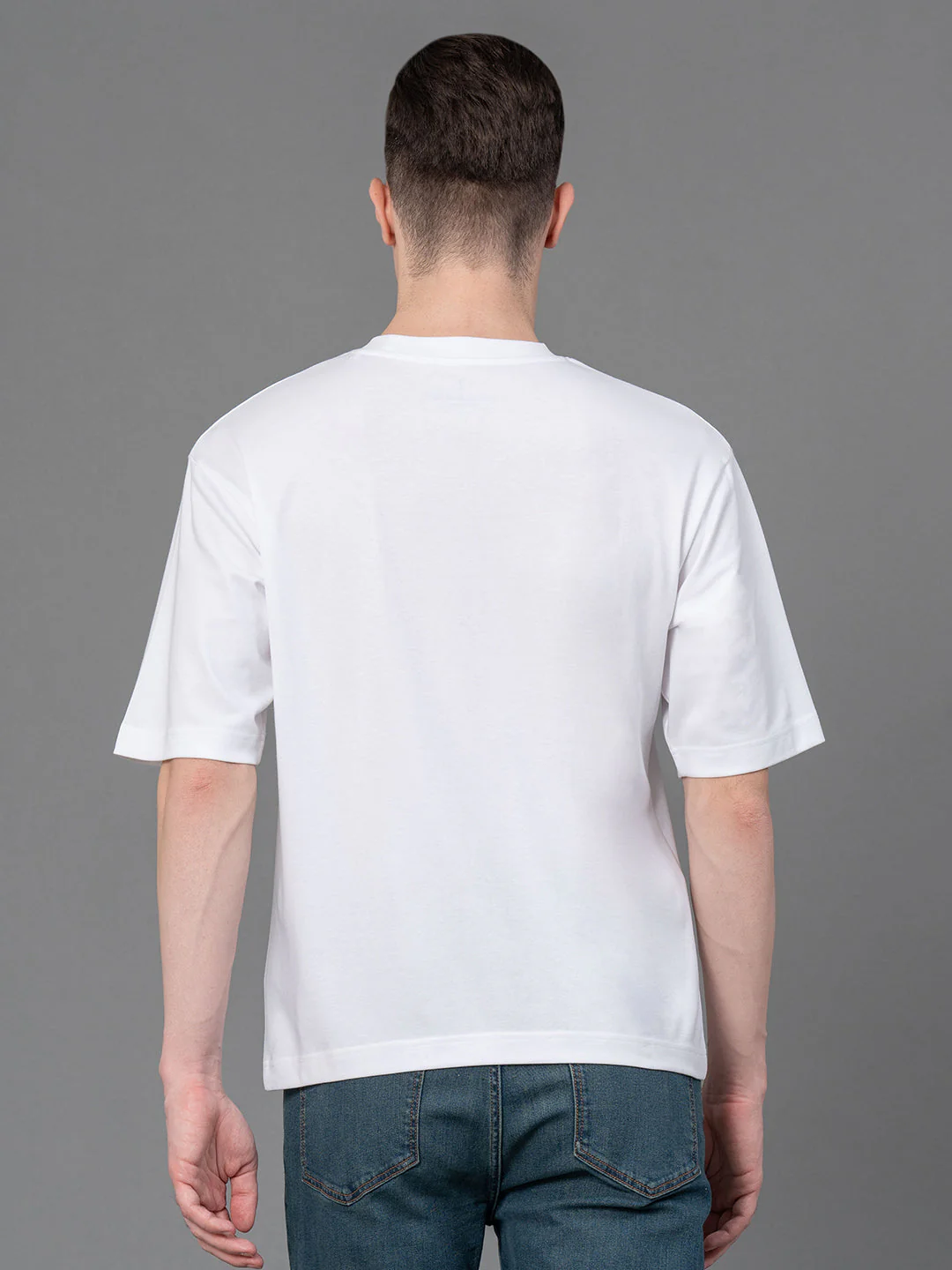 White Oversized Round Neck T-Shirt for Men - Image 3