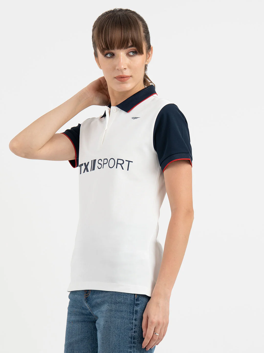 White Polo T Shirt for Women - Image 2