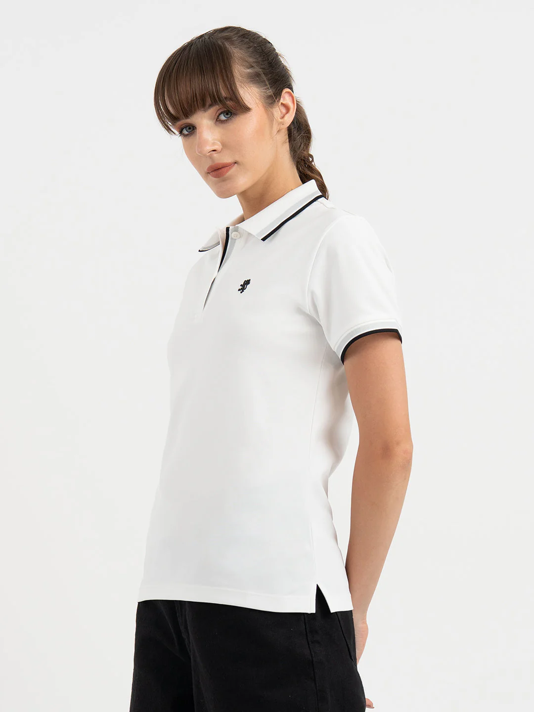 White Polo T Shirt for Women - Image 2