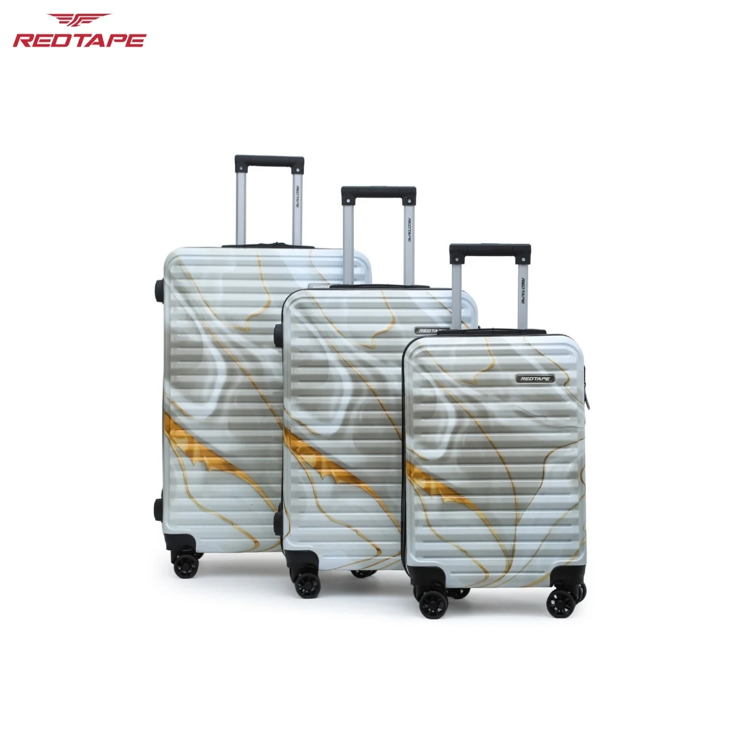 White Print 8 Wheels Trolley Bag Set of 3 (Large + Medium + Cabin) - Image 7