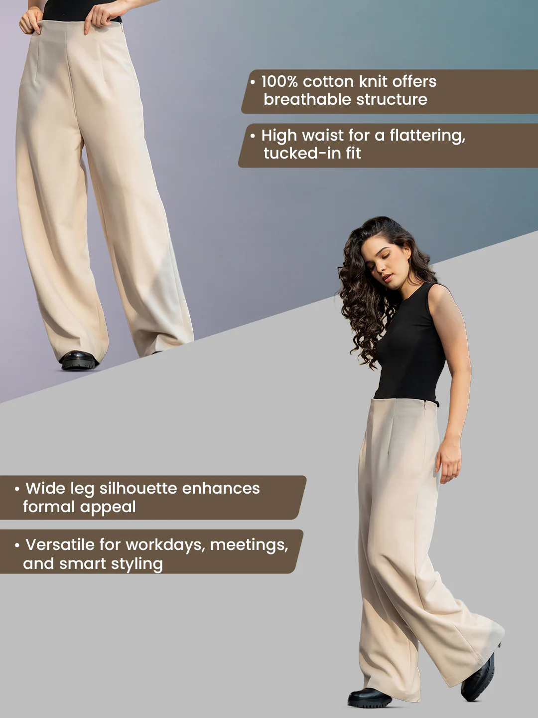 Wide Leg Trousers for Women - Image 2
