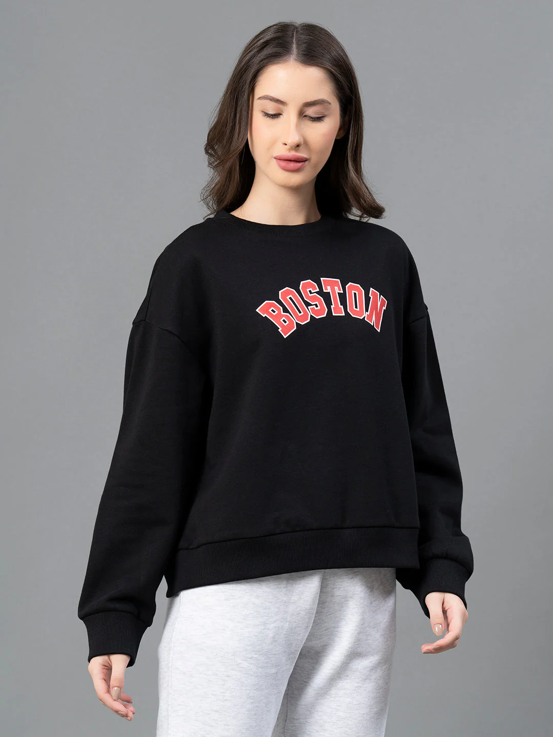 Women Black Graphic Print Sweatshirt - Image 2