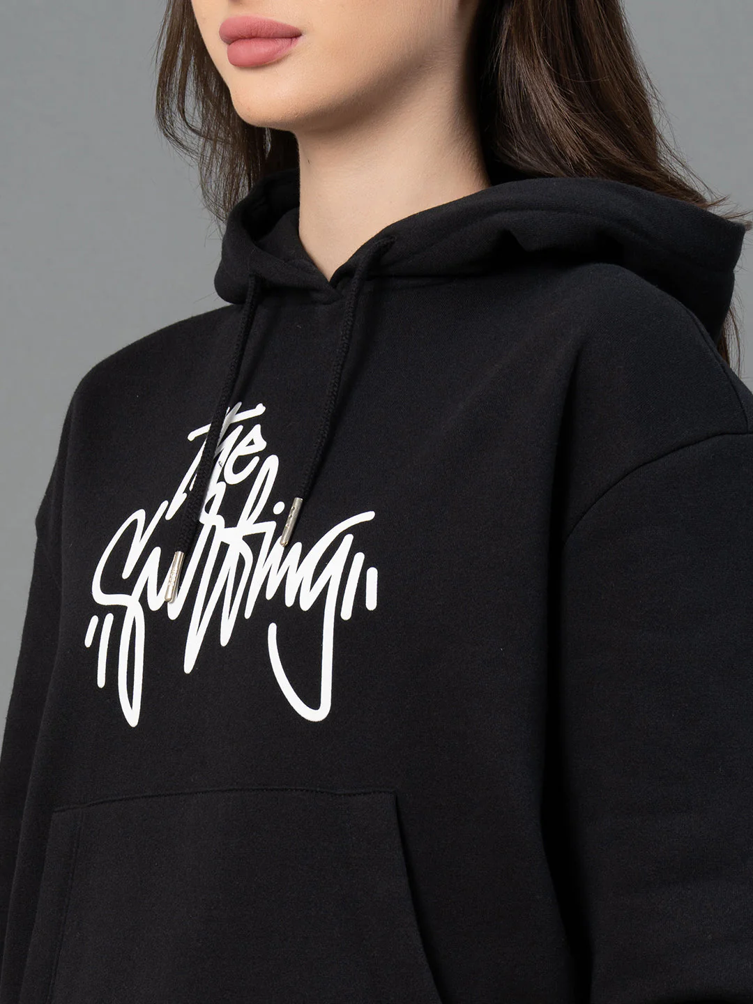 Women Black Graphic Print Hoodie - Image 4